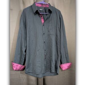 Alizeal Men's Slim Fit Long Sleeve Patchwork Button-Down Shirt XL Punk Goth